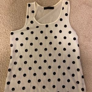 Black and white polka dot top
